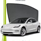 QS QuikSlide custom fit mesh sun shades installed on Tesla Model 3 2018-2025 side window