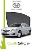 QS QuikSlide custom fit window sun shades installed on Toyota Corolla 2009-2013 sedan side window