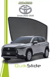 QS QuikSlide custom fit window sun shades installed on Toyota Corolla Cross 2022-2025 side window