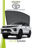 QS QuikSlide window sun shades installed on Toyota Fortuner Legender 2015-2026 side window