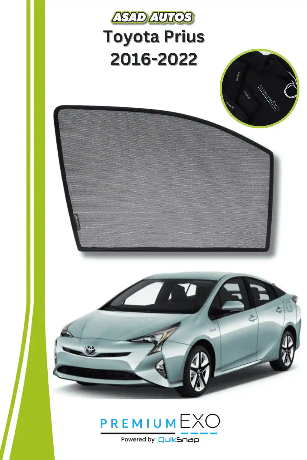 QS Window Sun Shades (Car Pardy) For Toyota Prius 2016-2022