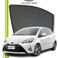 QS QuikSlide custom fit window sun shades installed on Toyota Vitz 2010-2025 hatchback side window