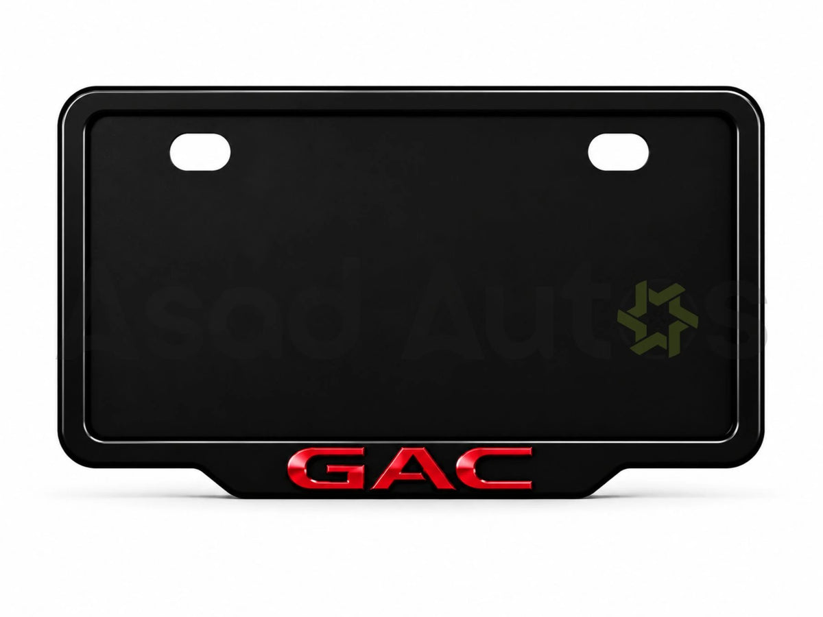 Raptic custom number plate frame for GAC, all models
