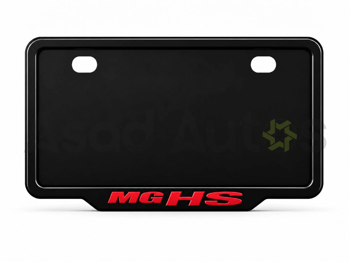 Raptic number plate frame installed on an MG HS bumper