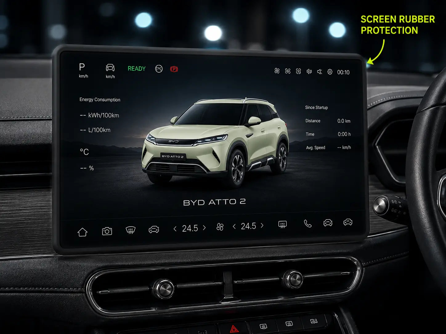 Silicone screen rubber protection cover for BYD Atto 2 2025-2026 central infotainment touchscreen electric SUV - Asad Autos