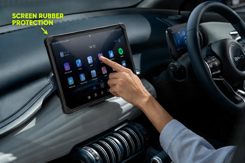 Black silicone screen rubber protection cover for BYD Atto 3 central infotainment touchscreen - Asad Autos