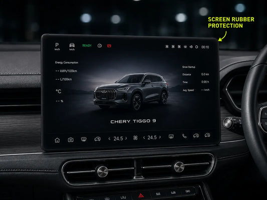 Black silicone screen rubber protection cover for Chery Tiggo 9 PHEV central infotainment touchscreen - Asad Autos