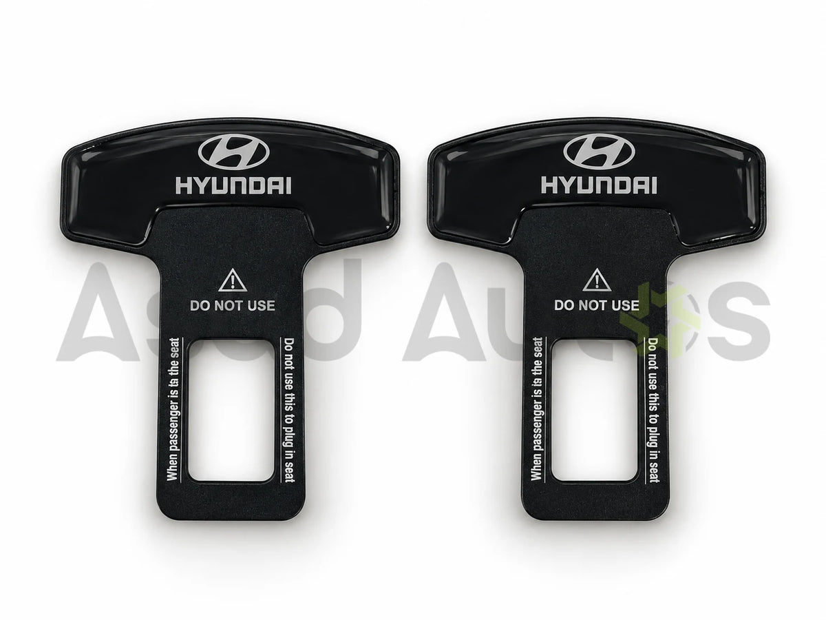 Product view of black seat belt clip for Hyundai