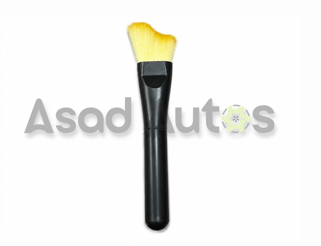 Soft car detailing brush with yellow bristles and black handle - Asad Autos