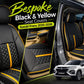 Black and yellow bespoke seat covers fitted on Suzuki Fronx rear seats