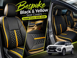 Black and yellow bespoke seat covers fitted on Suzuki Fronx rear seats