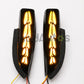 Toyota Corolla Dragon Style LED mirror turn signal lights with white DRL and sequential yellow indicator by Asad Autos.