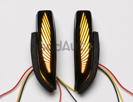 Toyota Corolla Wing Style LED Mirror Turn Signal Lights with White DRL and Sequential Yellow Indicator by Asad Autos
