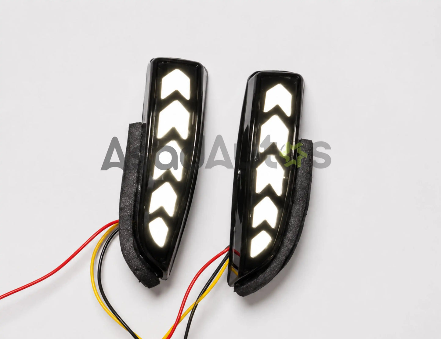 Toyota LED Arrow Rear View Mirror Turn Signal Lights with Smoked Black Lens, White DRL and Sequential Amber Indicator Pair
