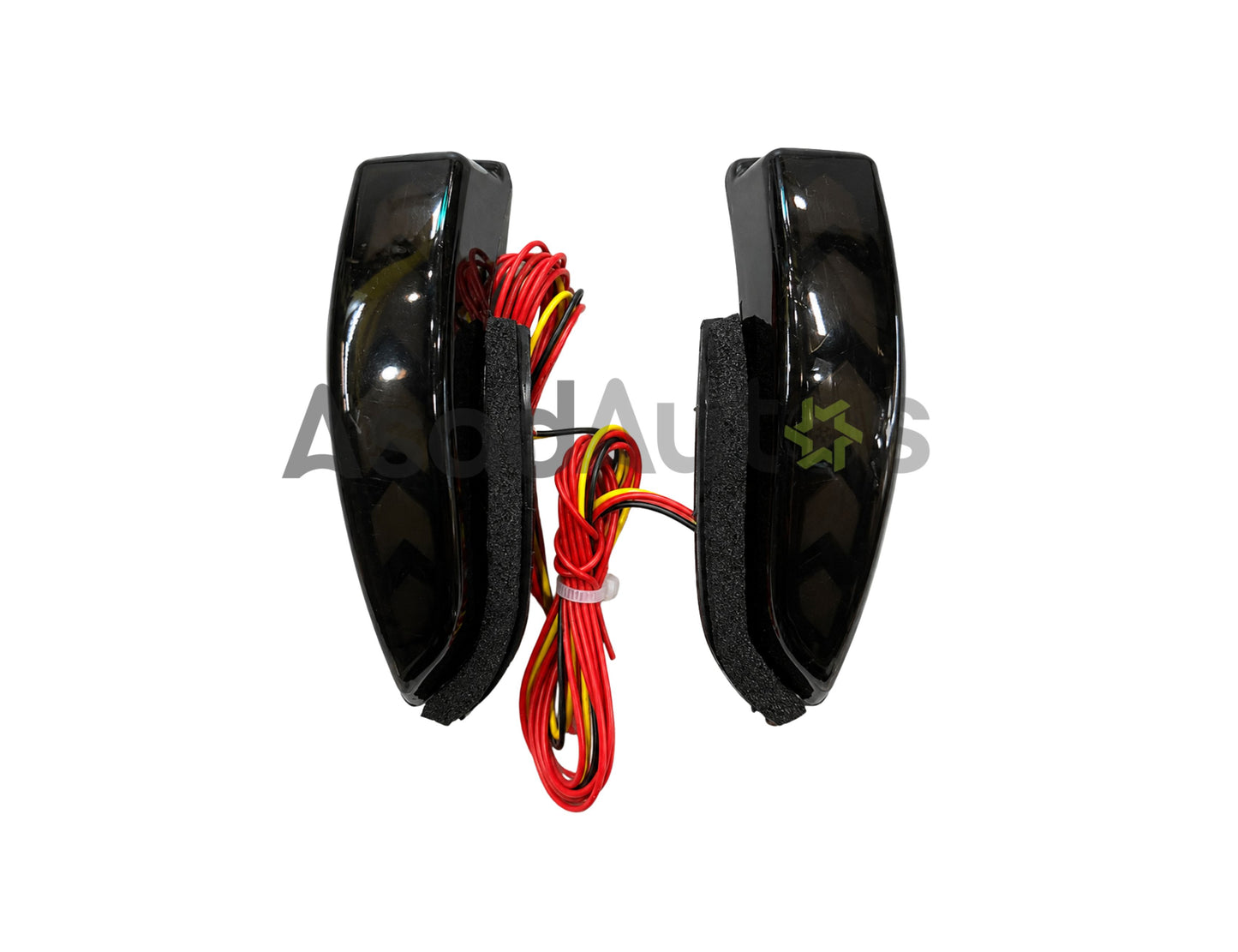 Toyota LED Arrow Rear View Mirror Turn Signal Lights with Smoked Black Lens, White DRL and Sequential Amber Indicator Pair