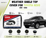 Weather shield top cover protecting Toyota Revo 2015-2026 from rain and dust while parked outdoors - Asad Autos