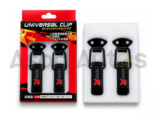 Type R universal bonnet hood lock clip large size 2 piece black