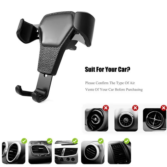 Universal gravity car air vent phone holder for secure hands-free smartphone mounting