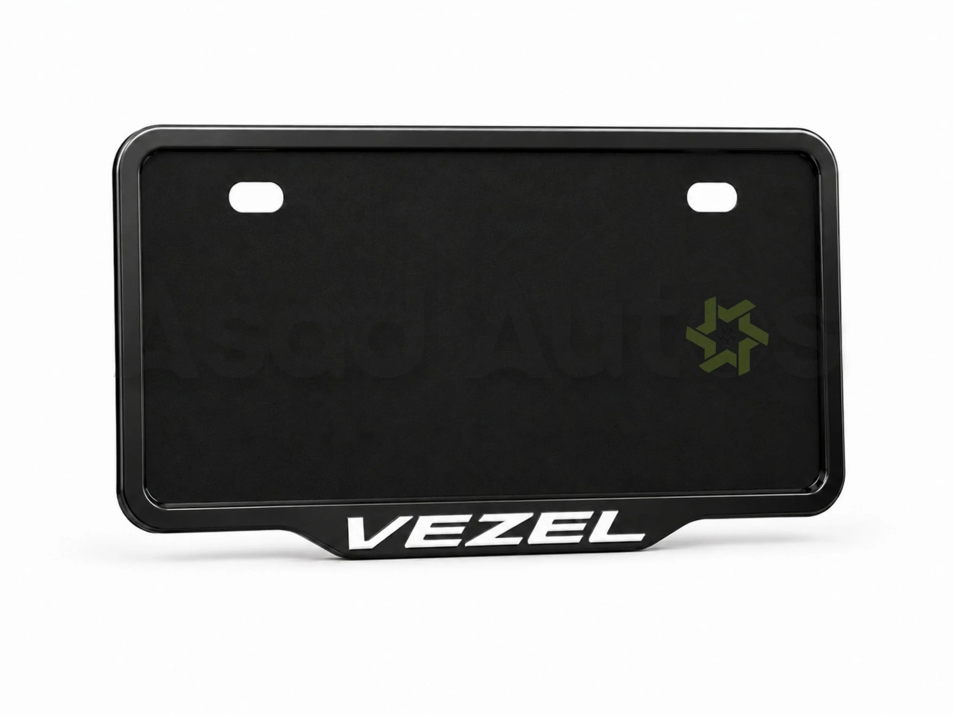 VANTIQ custom number plate frame fitted on Honda Vezel front plate area - Asad Autos