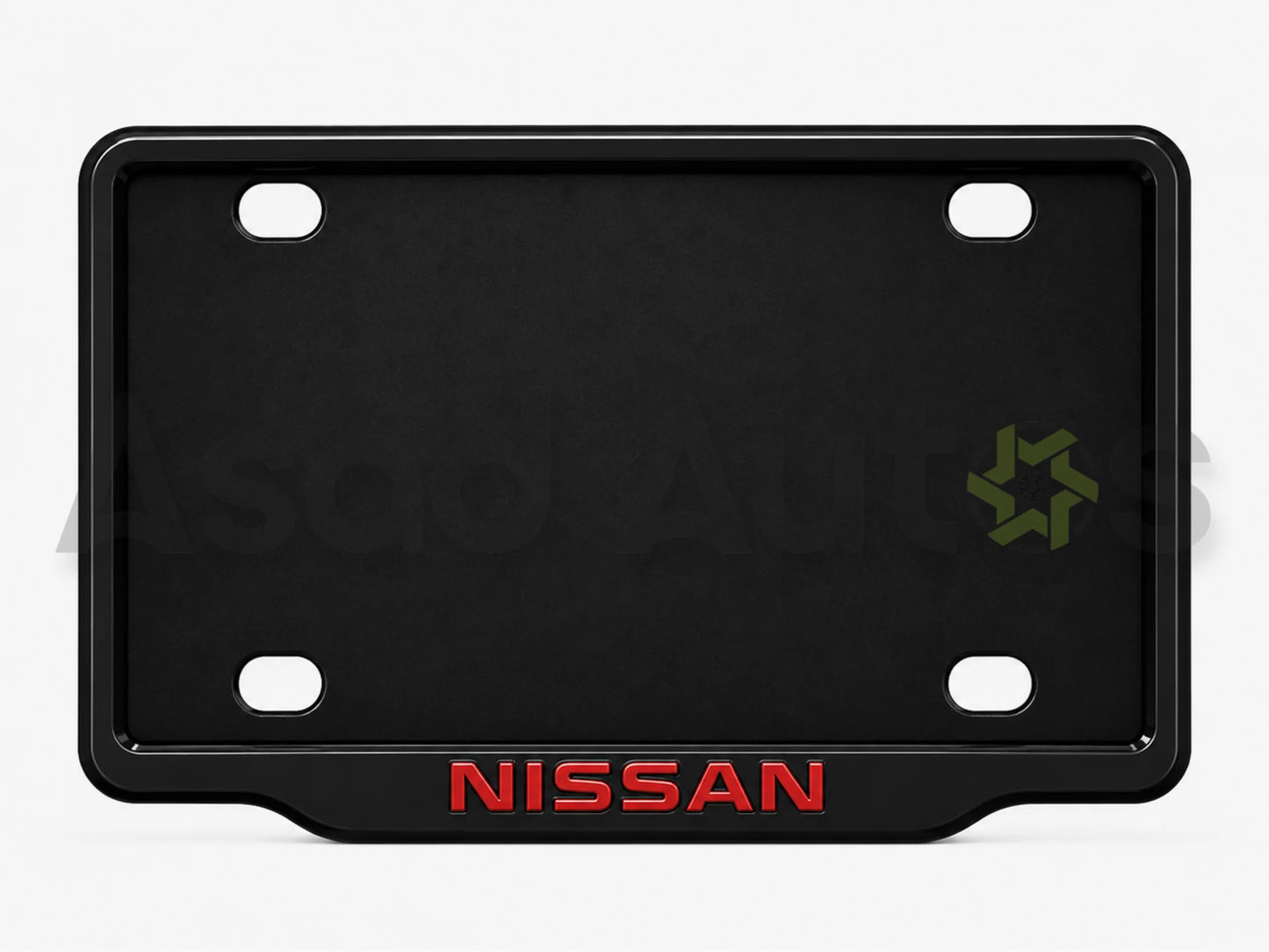 VANTIQ custom number plate frame fitted on Nissan front plate area - Asad Autos