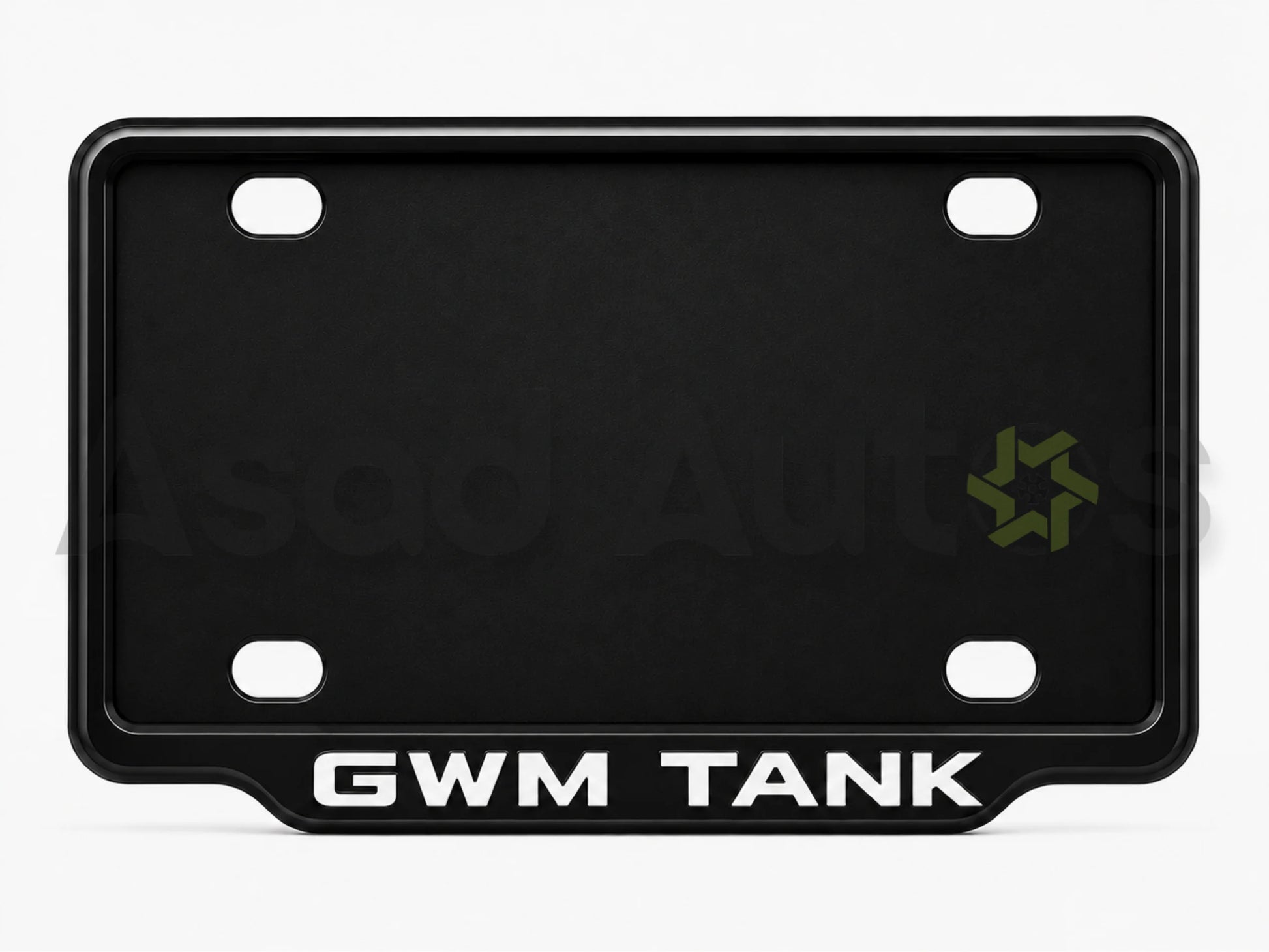 VANTIQ number plate frame fitted on GWM Tank 500 front plate area - Asad Autos