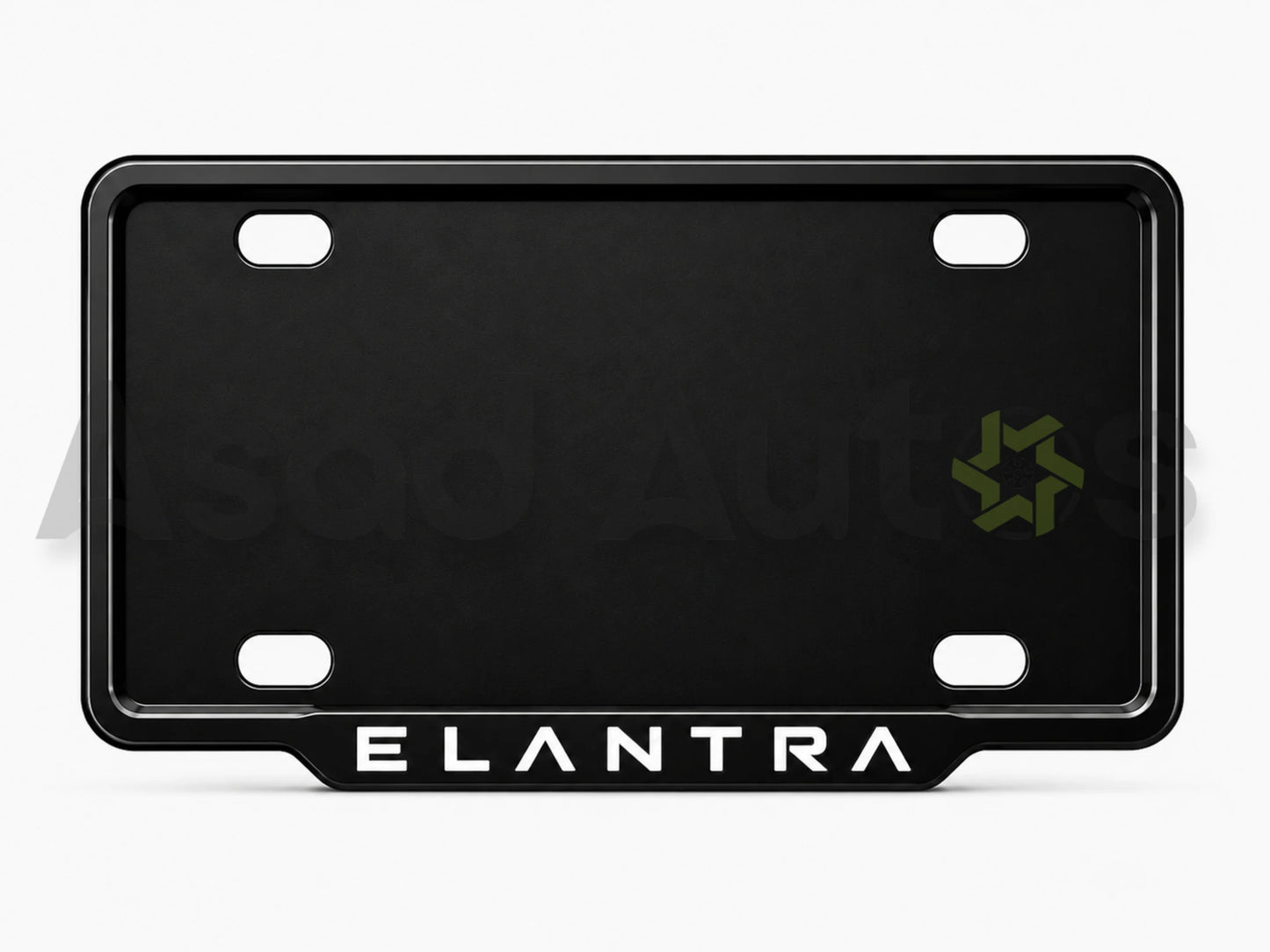 VANTIQ custom number plate frame-white-fitted on Hyundai Elantra front plate area - Asad Autos