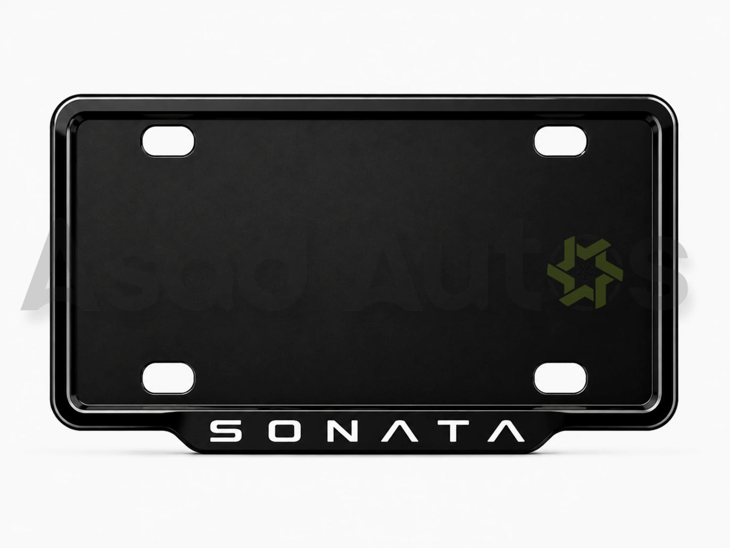 VANTIQ custom number plate frame-white- fitted on Hyundai Sonata front plate area - Asad Autos