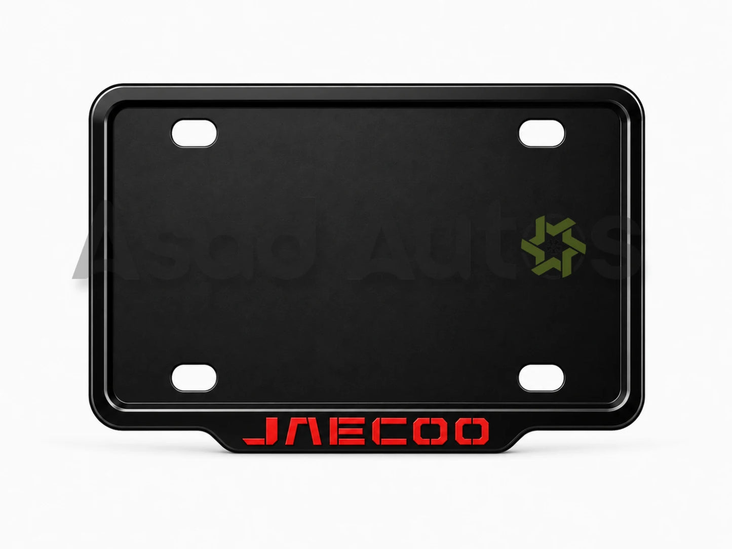 VANTIQ custom number plate frame-white-fitted on Jaecoo J5 front plate area - Asad Autos