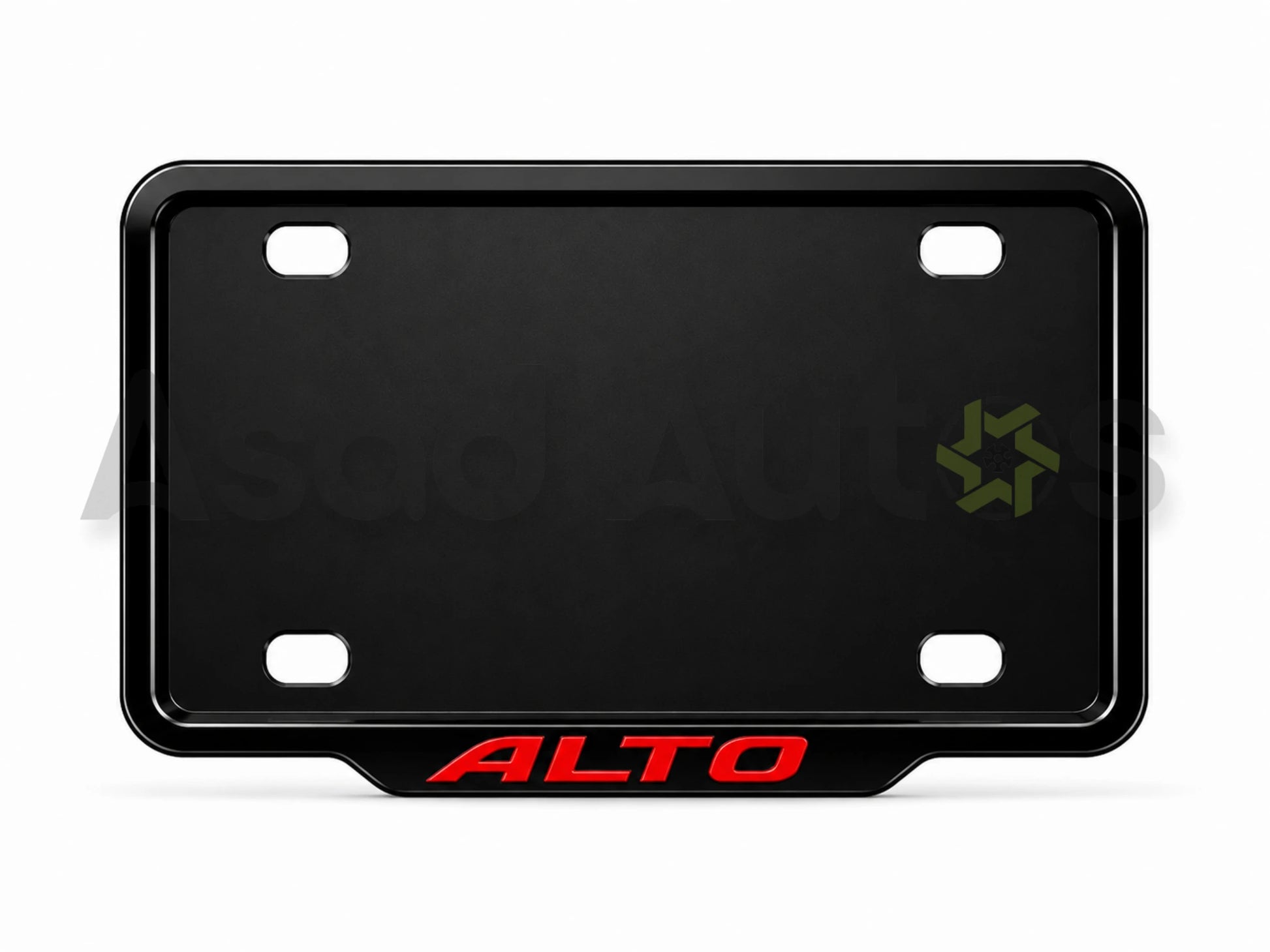 VANTIQ custom number plate frame-red-fitted on Suzuki Alto front plate area - Asad Autos