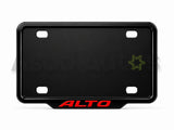 VANTIQ custom number plate frame-red-fitted on Suzuki Alto front plate area - Asad Autos