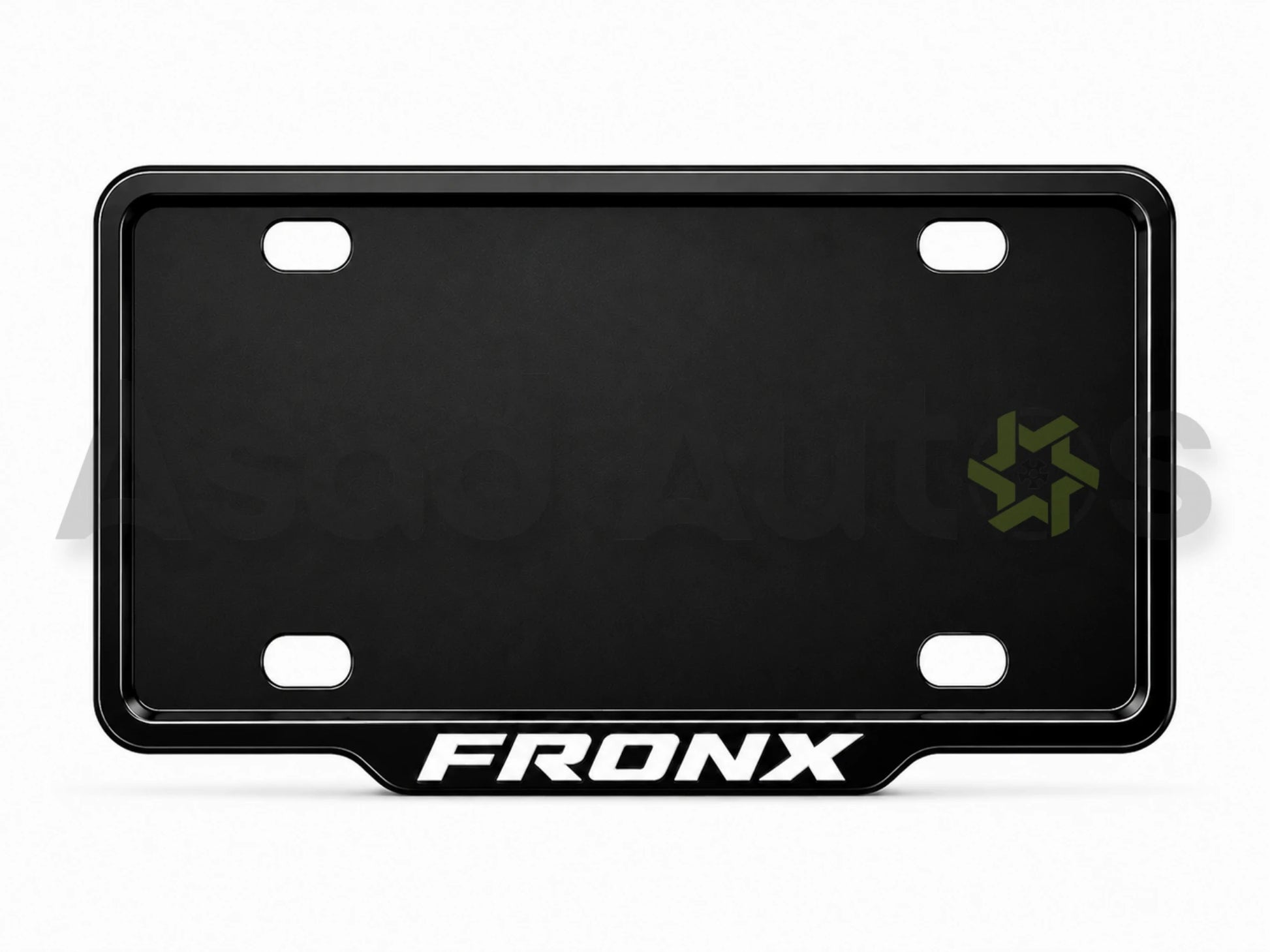VANTIQ white number plate frame fitted on Suzuki Fronx front plate area - Asad Autos