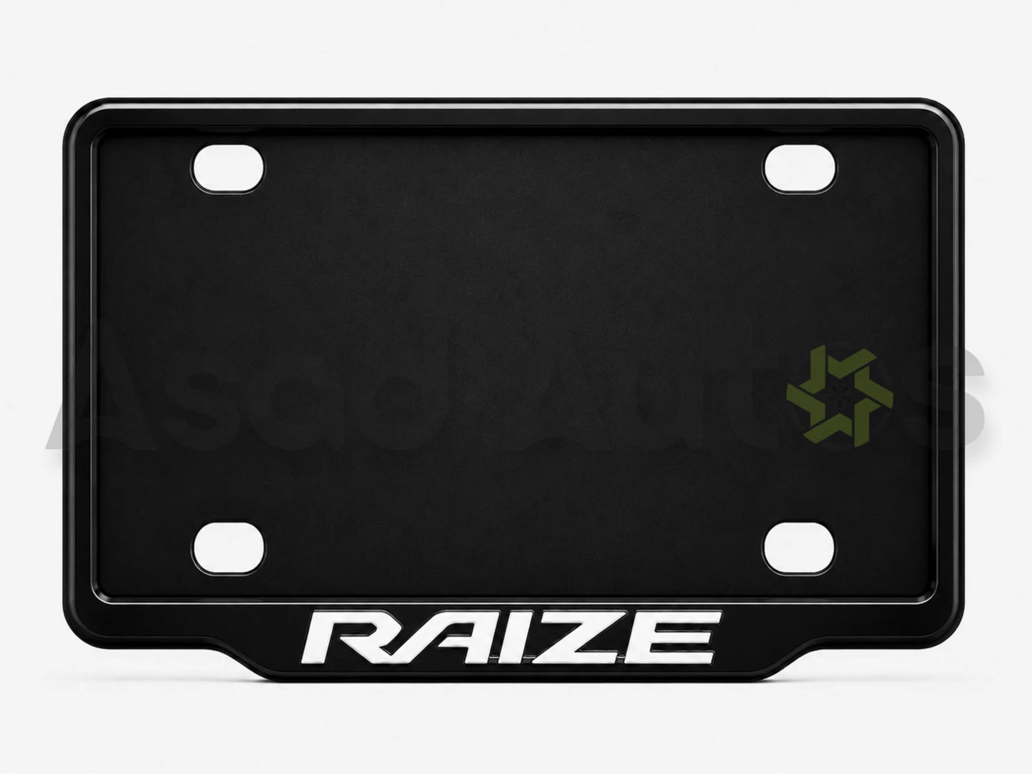 VANTIQ number plate frame fitted on Toyota Raize front plate area - Asad Autos