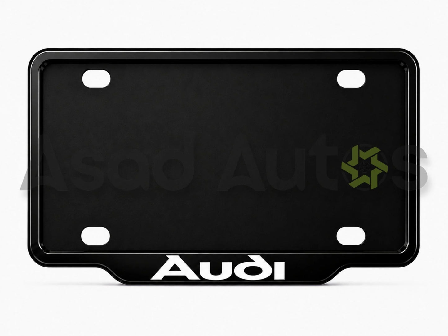 VANTIQ custom number plate frame fitted on Audi front plate area - Asad Autos