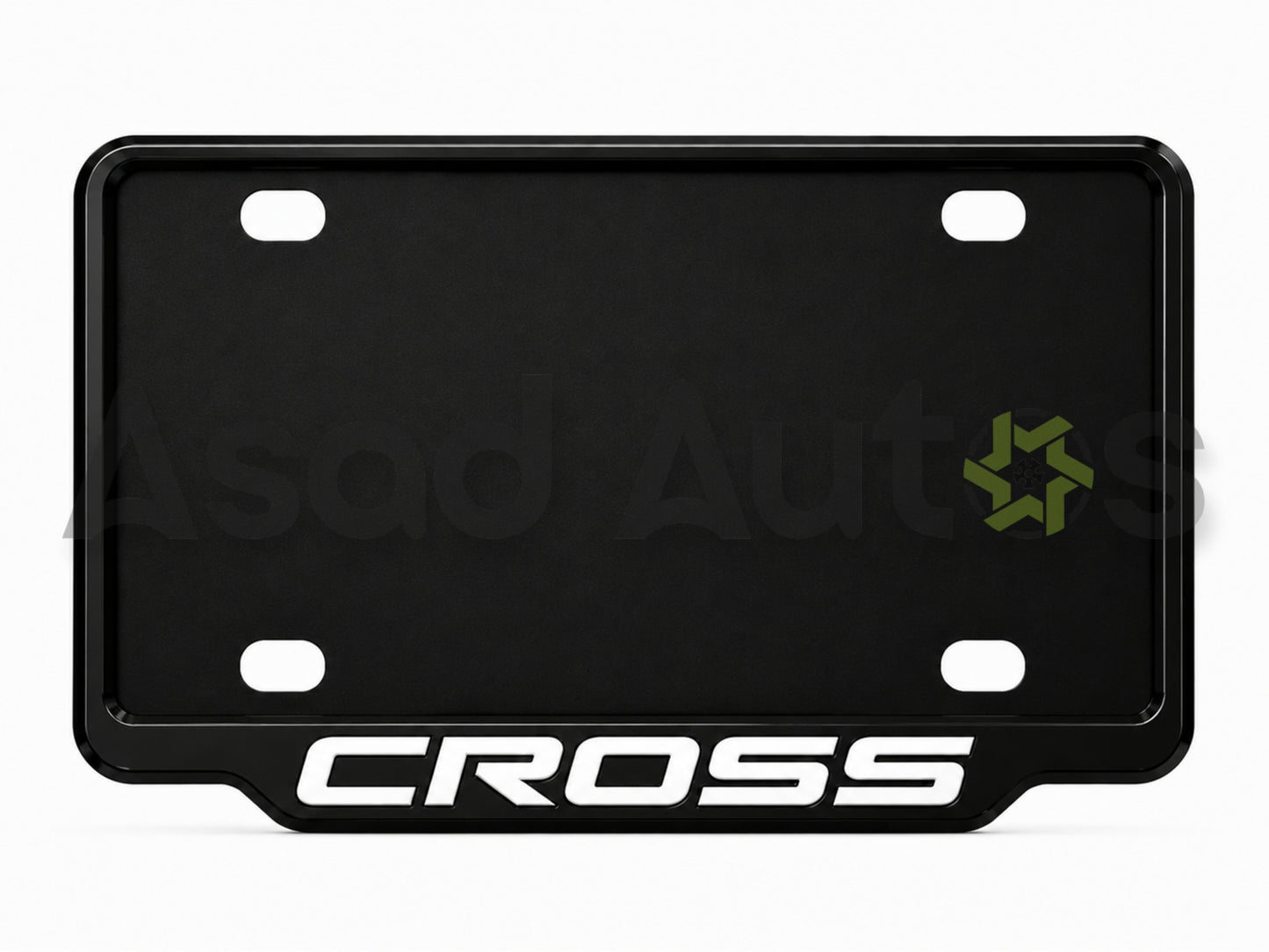 VANTIQ custom number plate frame fitted on Corolla Cross front plate area - Asad Autos