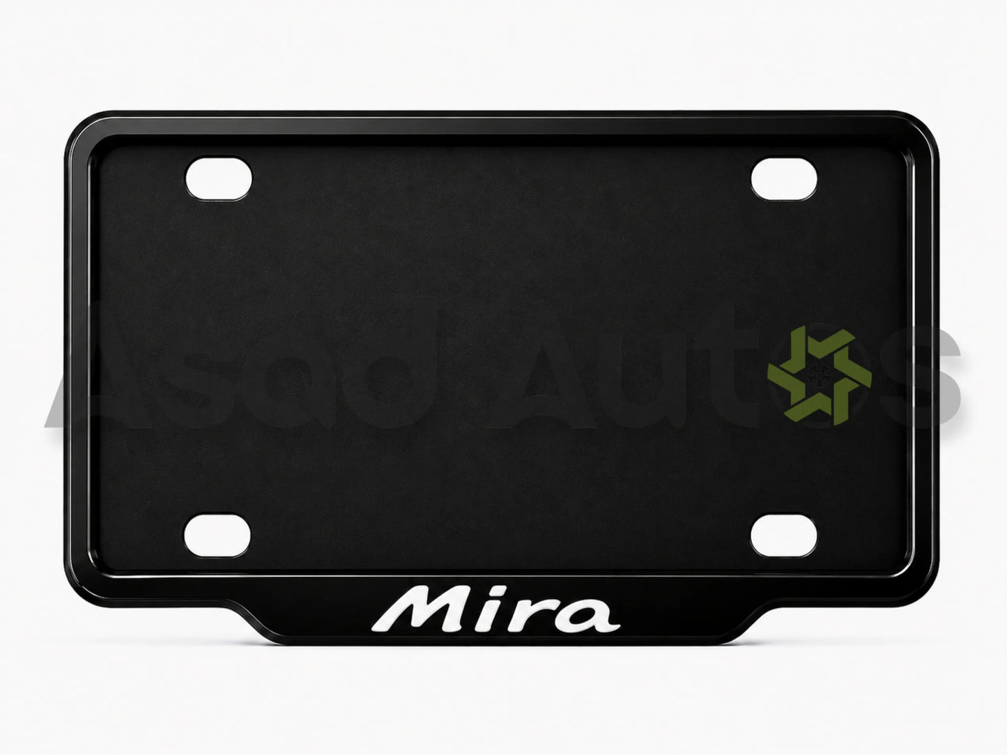 VANTIQ custom number plate frame fitted on Mira front plate area - Asad Autos