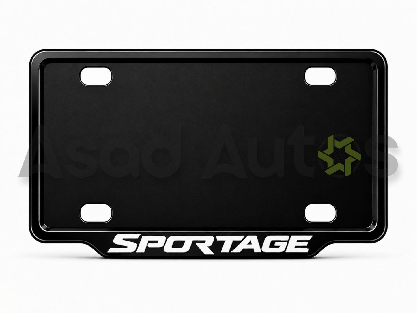 VANTIQ custom number plate frame fitted on Sportage front plate area - Asad Autos