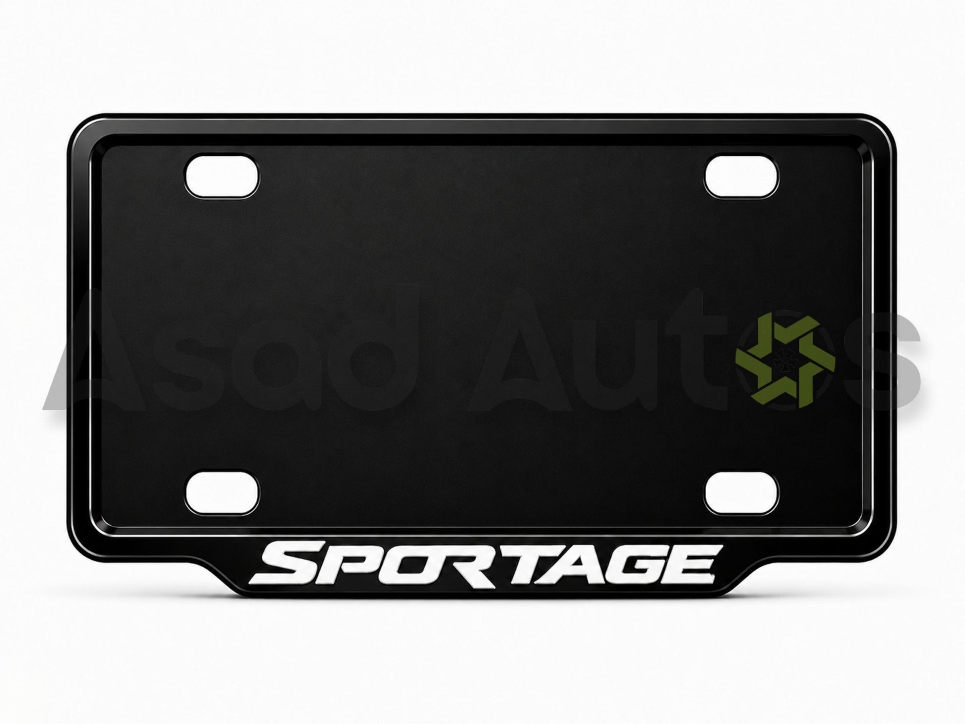 VANTIQ custom number plate frame fitted on Sportage front plate area - Asad Autos