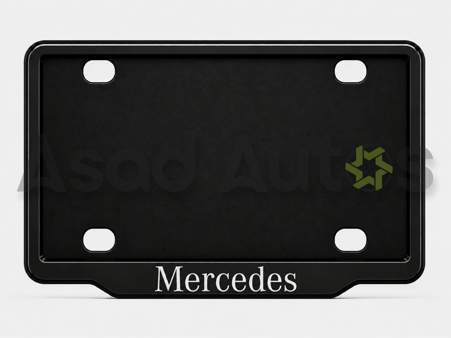 VANTIQ custom number plate frame fitted on Mercedes front plate area - Asad Autos