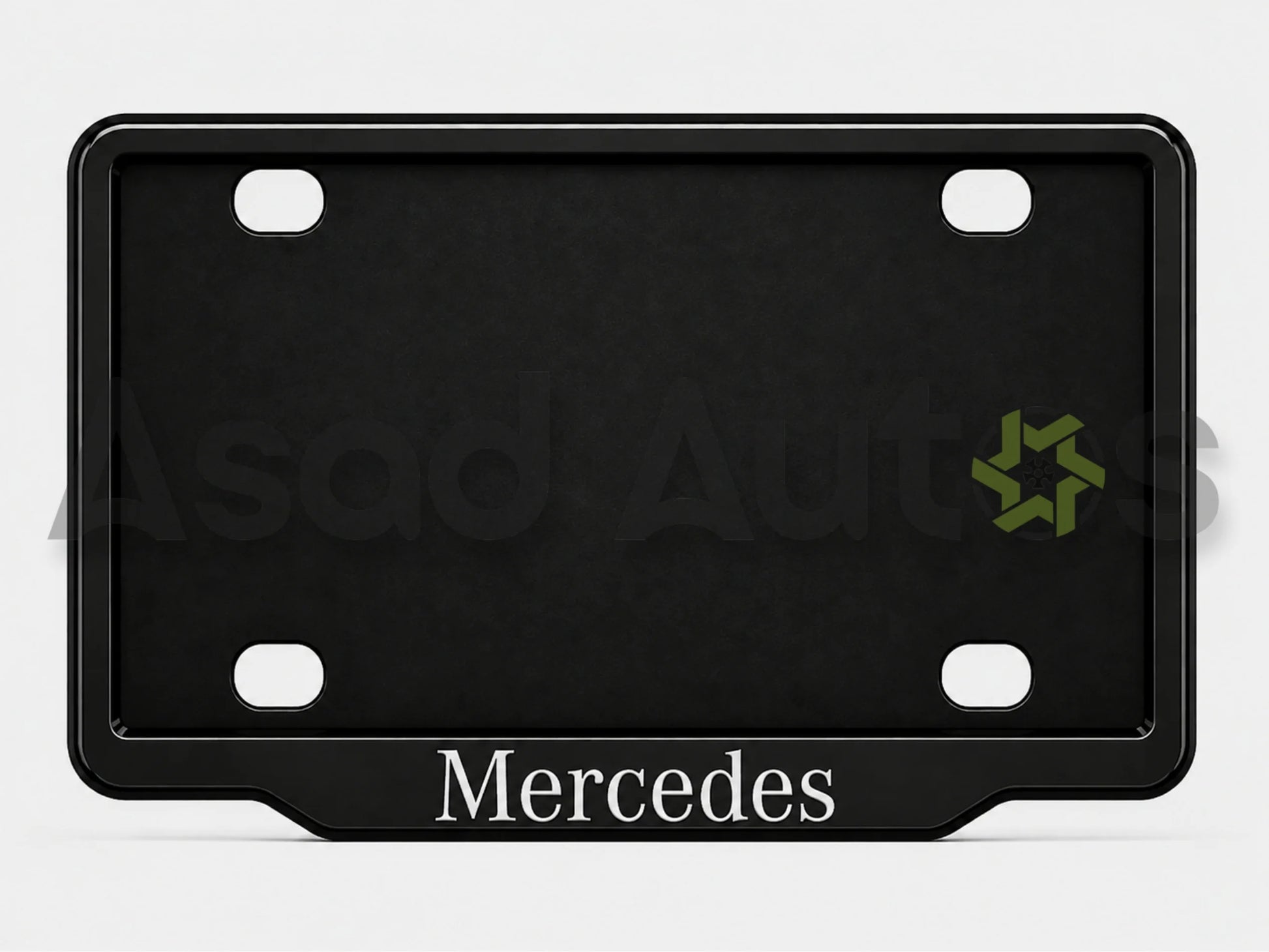 VANTIQ custom number plate frame fitted on Mercedes front plate area - Asad Autos