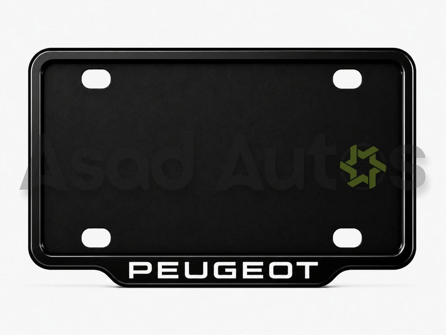 VANTIQ custom number plate frame fitted on Peugeot 2008 front plate area - Asad Autos
