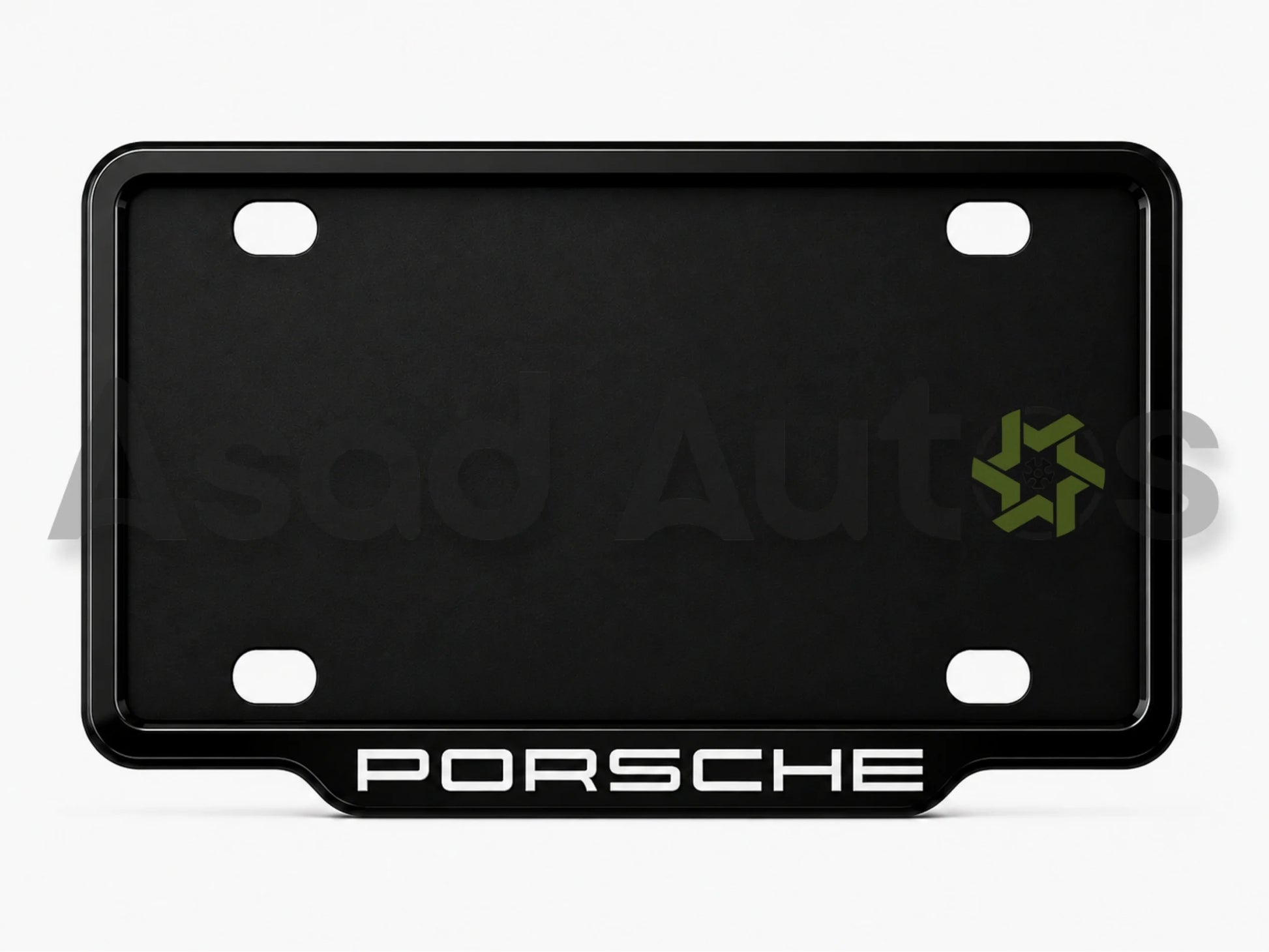 VANTIQ custom number plate frame fitted on Porsche front plate area - Asad Autos