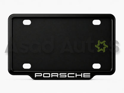VANTIQ custom number plate frame fitted on Porsche front plate area - Asad Autos