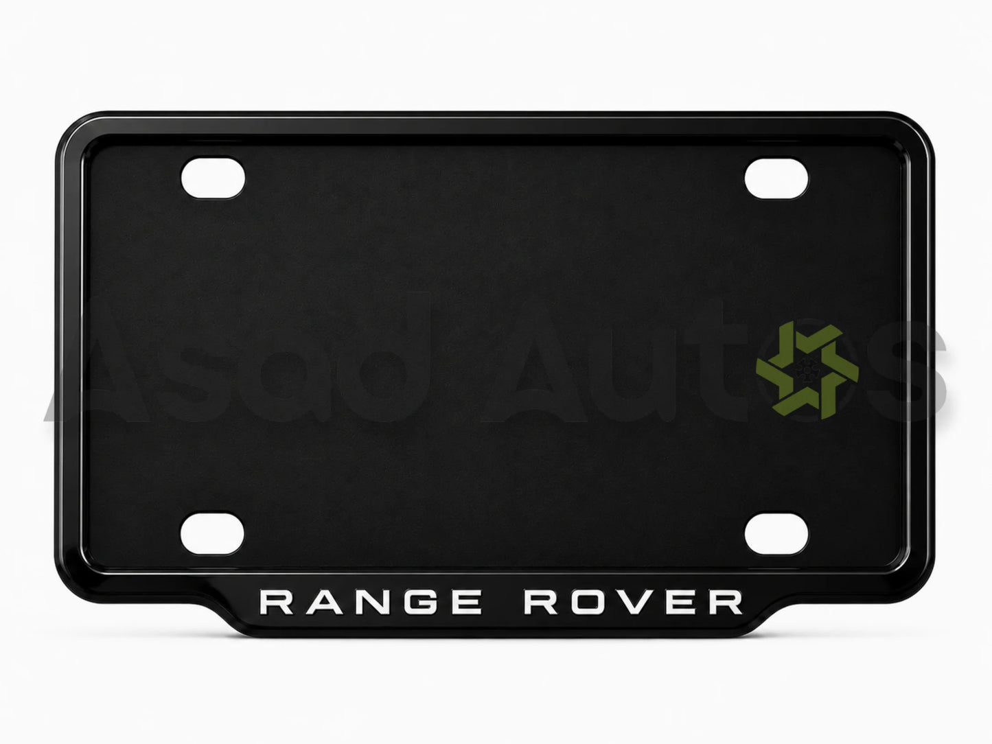 VANTIQ custom number plate frame fitted on Range Rover front plate area - Asad Autos