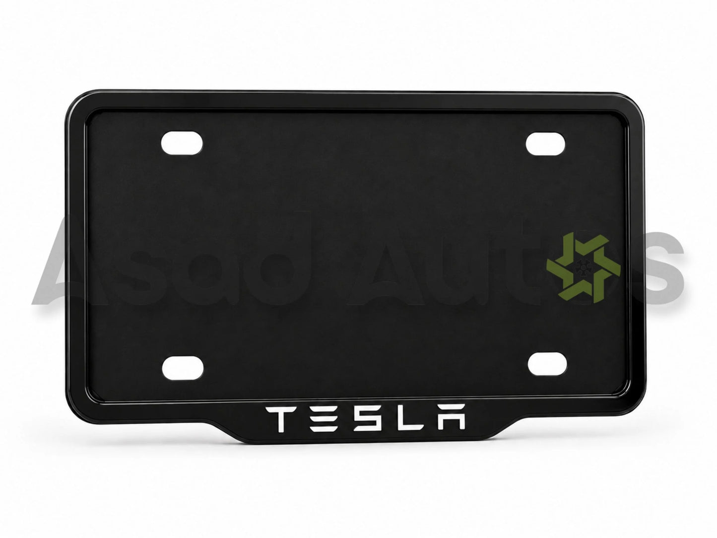 VANTIQ custom number plate frame fitted on Tesla front plate area - Asad Autos