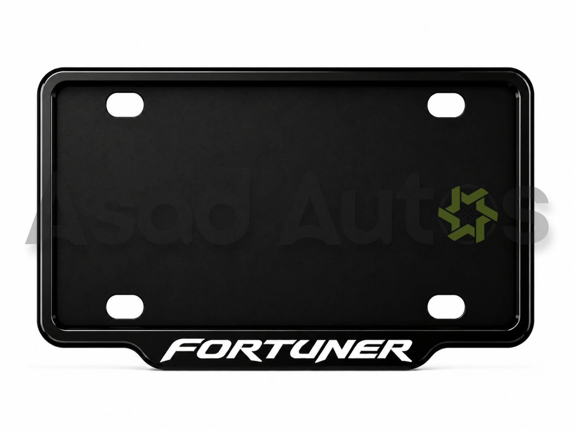 VANTIQ custom number plate frame fitted on Fortuner front plate area - Asad Autos