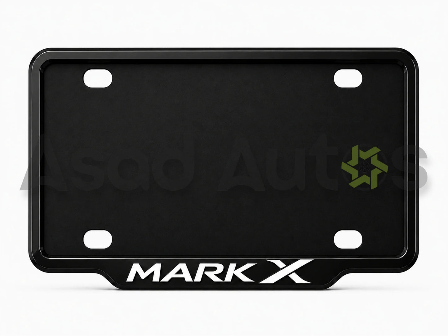 VANTIQ custom number plate frame fitted on Mark X front plate area - Asad Autos