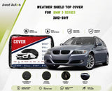Weather shield top cover protecting BMW 3 Series 2012-2017 from rain and dust while parked outdoors - Asad Autos