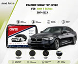 Weather shield black top cover custom fit on BMW 5 Series 2017-2023 sedan for all-weather protection - Asad Autos