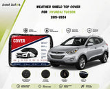 Weatherproof paint-safe fabric close-up of weather shield top cover for Hyundai Tucson 2015-2024 sun rain and dust protection - Asad Autos