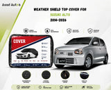 Weather shield black top cover custom fit on Suzuki Alto 2014-2026 for all-weather protection - Asad Autos